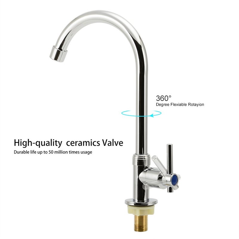 Gonabos Cold Water Faucet Only, High Arc Single Handle One Hole Faucet for Kitchen Garden Bar Outdoor Boat Camper(Free Cold Water Supply Lines) - Image 4